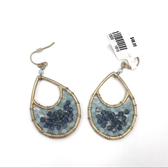 Mythologie Jewelry Mythologie Blue Gold Wire Hoop Dangle Earrings